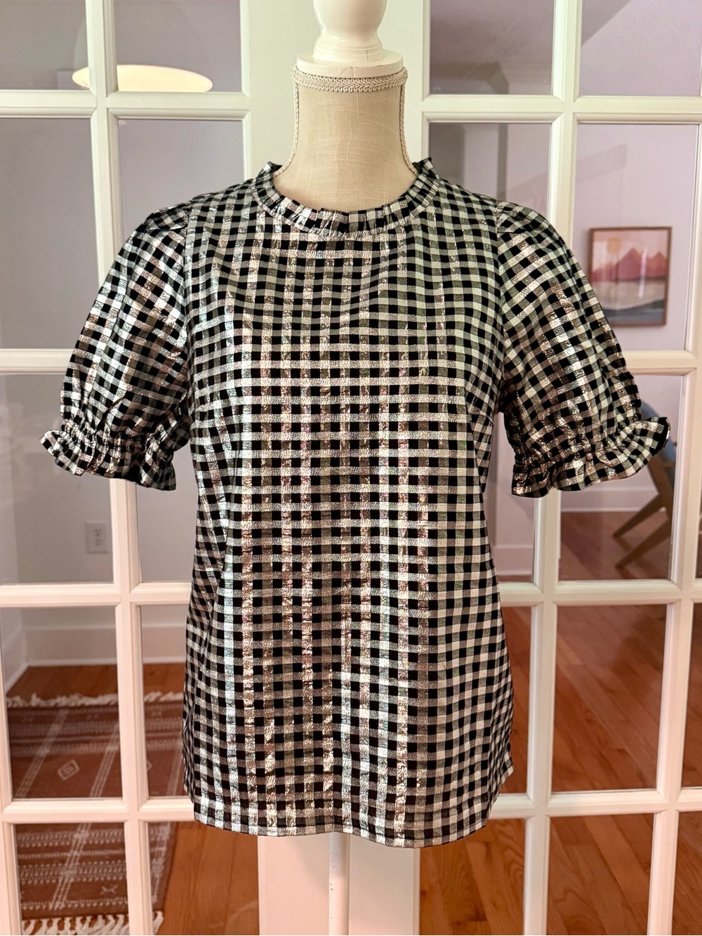 NWT J.Crew Metallic Plaid Holiday Top